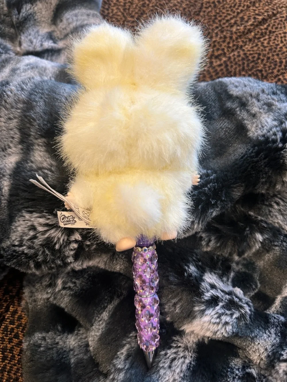 Gorgeous Hand Crafted Pen with an Authentic  Baby Three Bunny as the Focal